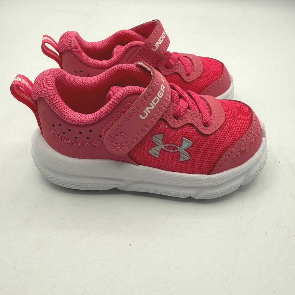Under Armour Assert 10 AC Girls 5K Pink Hook and Loop Running Shoes 3026191-672